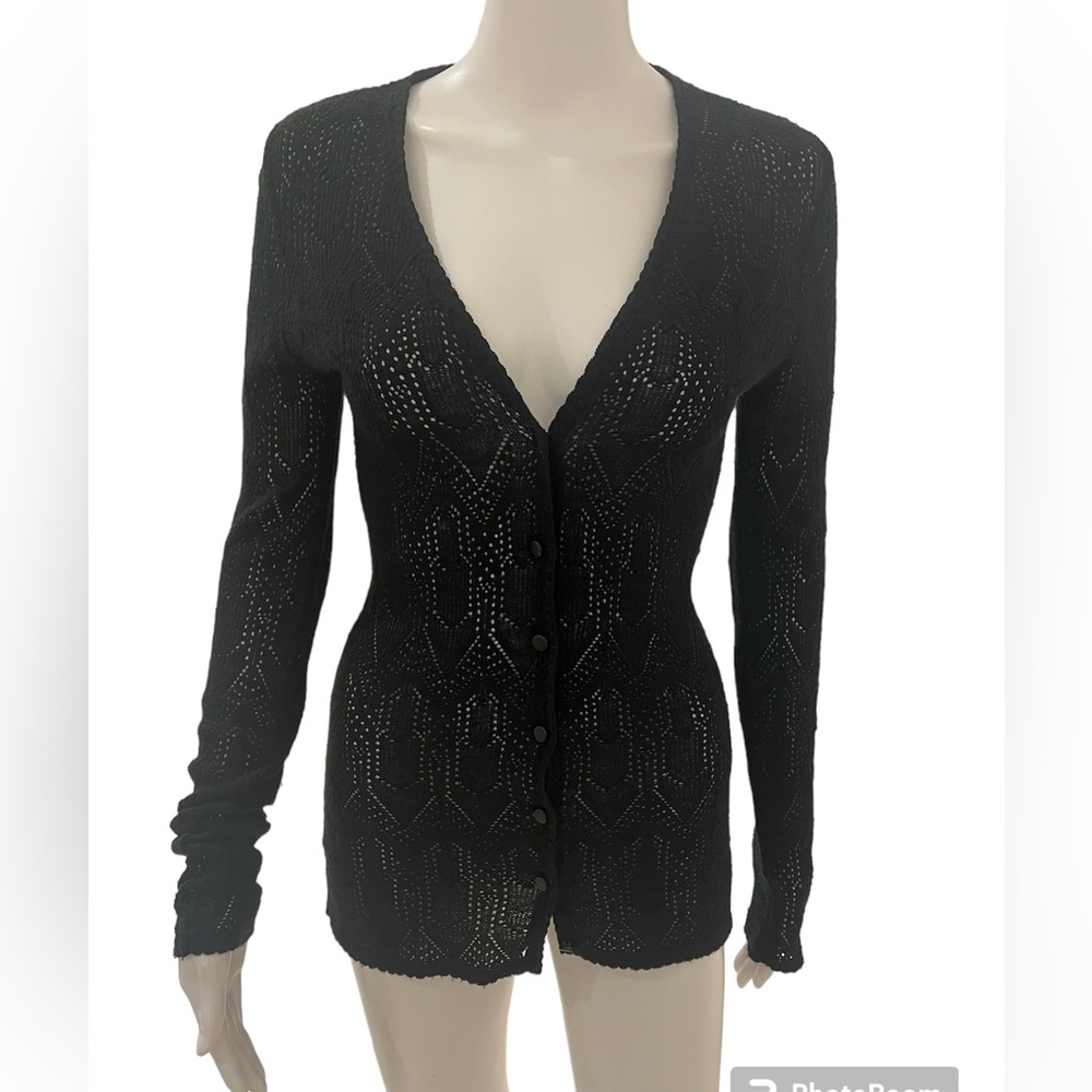 Vintage Dolce & Gabbana black plunge neck long cardigan